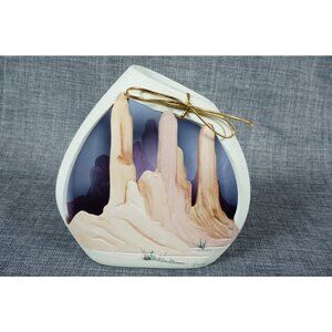 Art Pottery 3D Southwestern Landscape Vintage Signed Alene Vase